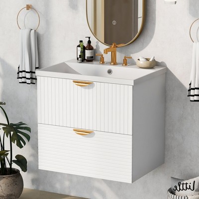 24 Bathroom Vanity With Single Undermount Sink, Combo Storage Cabinet With  Pull-out Footrest White-modernluxe : Target