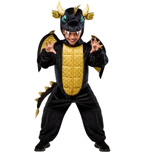 Rubies Kids' Black Dragon Hooded Zipsters Costume - 1 of 4