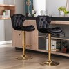 SKRAN Adjustable Swivel Bar Stools Set of 2,Velvet Upholstered with Back Pull Ring and Metal Footrest for  Dining Room and Pub - 4 of 4