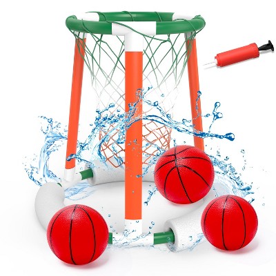 Skirfy Pool Basketball Toys, Floating Swimming Pool Basketball Hoop for Pool Games Poolside Water Basketball Hoop,Green