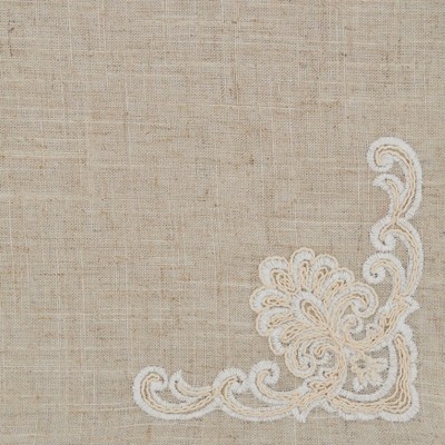 Natural Linen Blend Embroidered Table Napkins, Set of 4