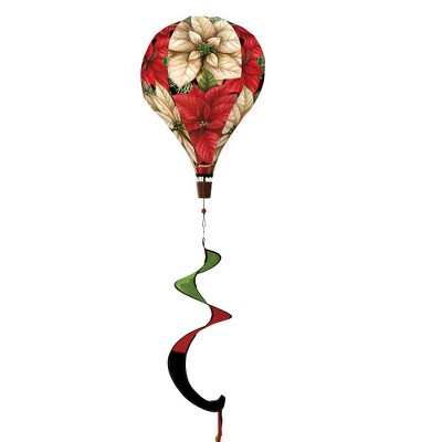 Briarwood Lane Hot Air Balloon Wind Twister 54x12 Christmas Poinsettias For Christmas Balloon