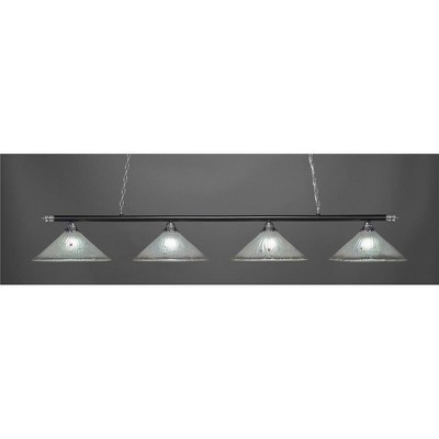 Toltec Lighting Oxford 4 - Light Island Pendant Light in  Chrome/Matte Black with 16" Frosted Crystal Shade