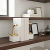 Decorative Metal Snake Bookends on Marble Base - Artistic Accessories for Home Library, Bookshelf, Desk, and Office Decor - Set of 2, 6", Gold & White - 3 of 4