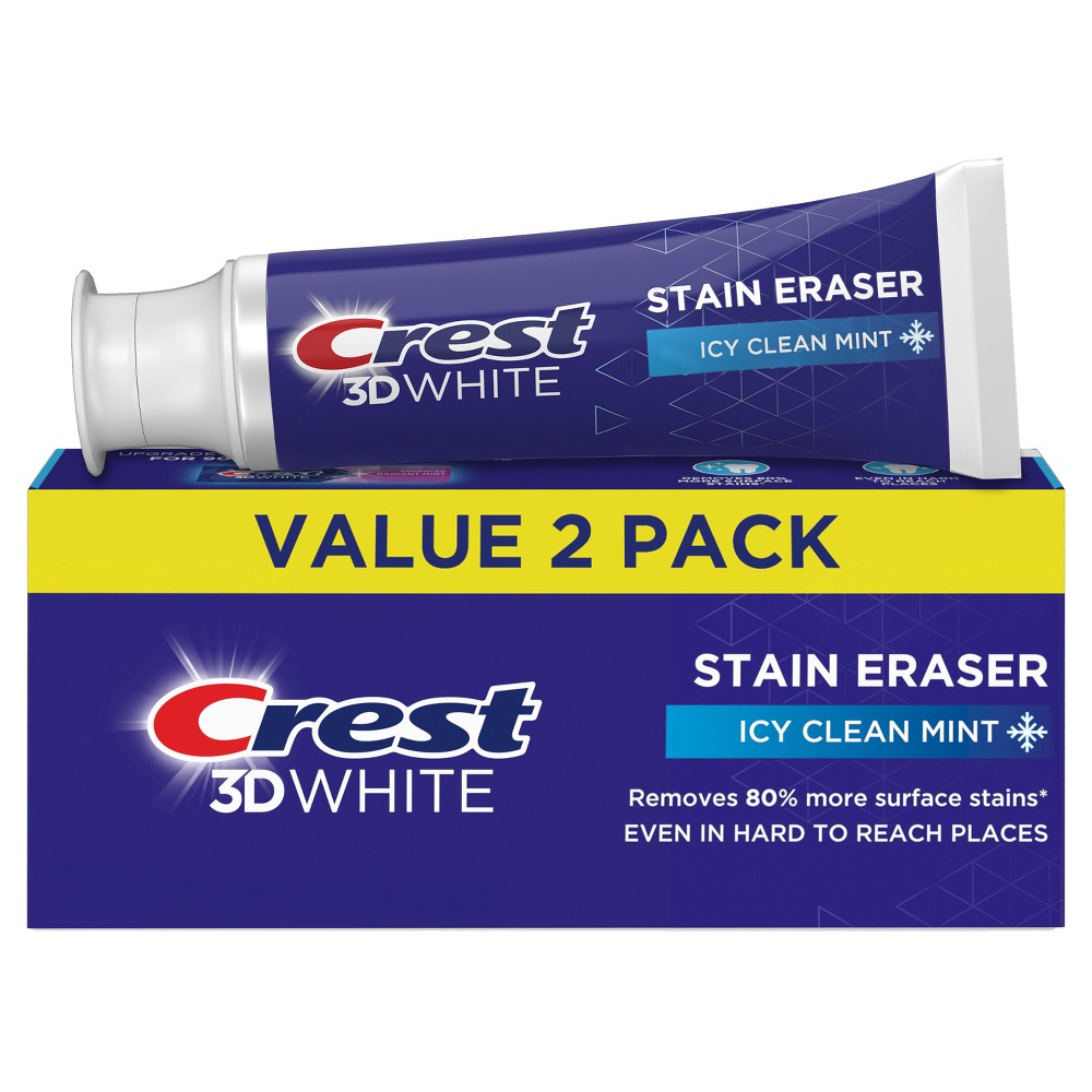 Photos - Toothpaste / Mouthwash Crest 3D White Stain Eraser Toothpaste Icy Clean Mint - 3.8oz/2pk 