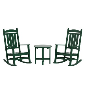 WestinTrends 3 Piece Outdoor Porch Rocking Chairs with Round Side Table Set - 1 of 4