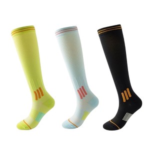 Anna-Kaci 3-Pair Set Knee-High Compression Athletic Socks Breathable Anti-Slip Support Design for Running and Jump Rope - 1 of 4