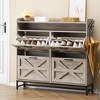 Okak Farmhouse Freestanding Shoe Cabinet Console with Storage Bench/Shelves,Space Saving Shoe Rack for Corridors, Entrances - 2 of 4