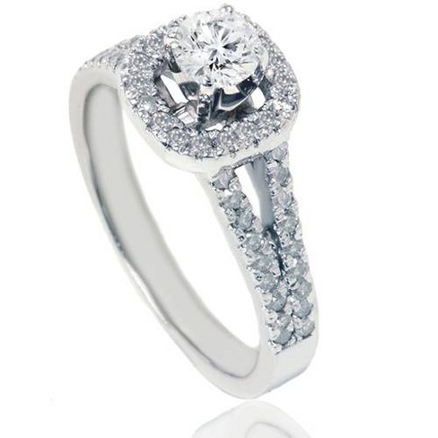 Pompeii3 7/8ct Pave Halo Diamond Engagement Ring 14K White Gold - image 1 of 4