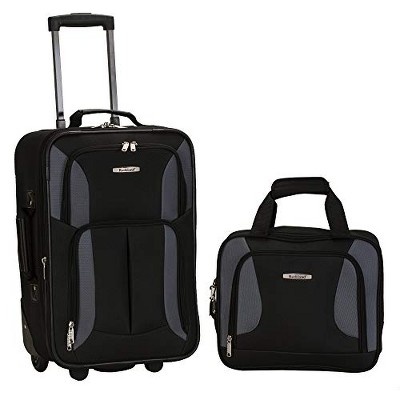 Rockland Fashion Softside Upright Luggage Set Black/Gray 2-Piece (14/19)