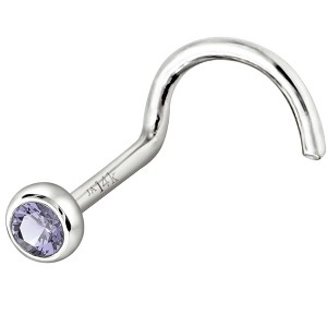 Jewelry Avalanche 22G 14K Gold Bezel-set Tanzanite Nose Screw Nose Stud - 1 of 3