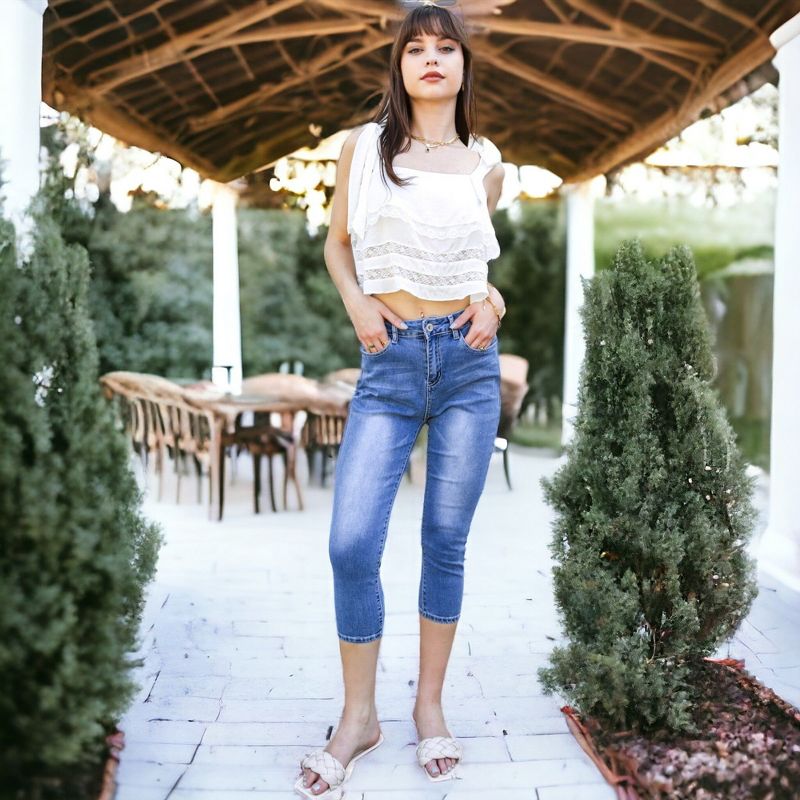 Anna-Kaci Women's Slim Fit Capris Boyfriend Jeans, 2 of 6