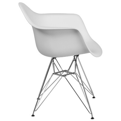 Alonza White Polypropylene Chair with Chrome Geometric Base