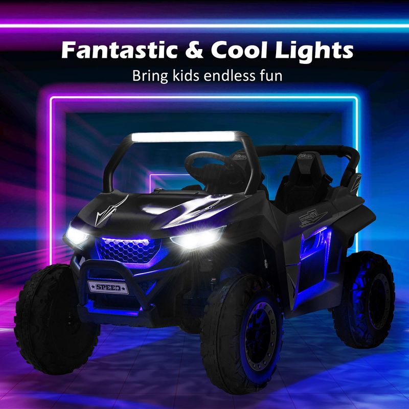 Costway 12V 2-Seater Kids Ride On UTV RC Electric Vehicle Suspension w/ Lights & Music, 4 of 11