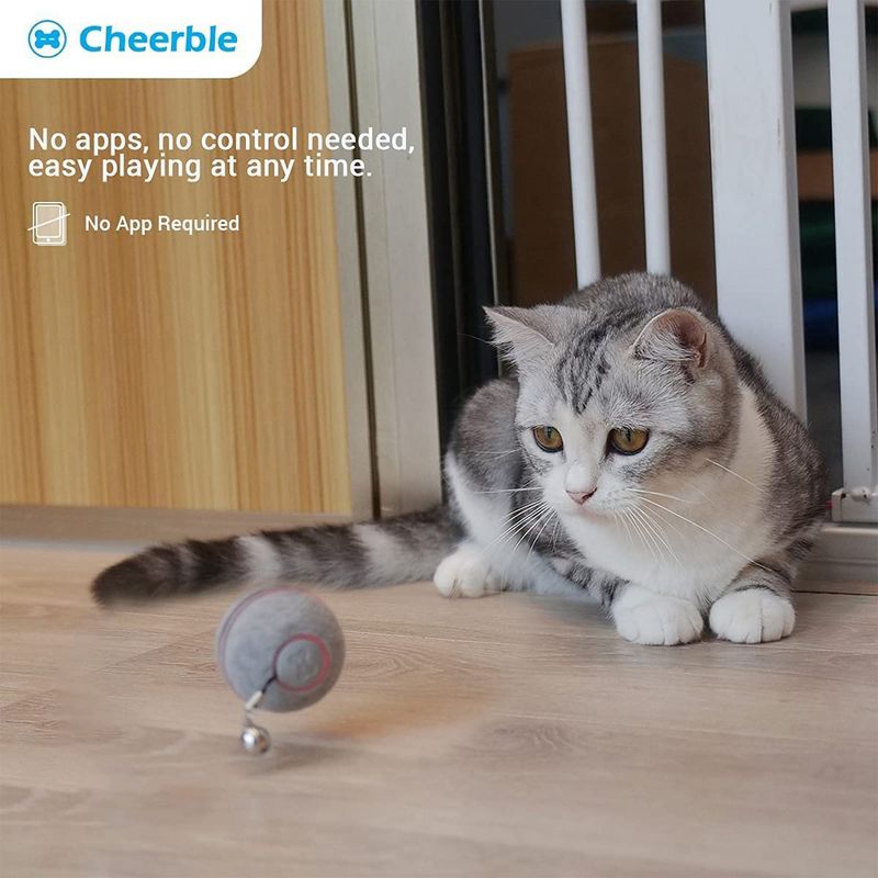 Cheerble Indoor 3 Mode Self Propelling Interactive Kitten Cat Toy Ball for Boredom and Mental Simulation, 3 inch Diameter, Green, 4 of 7