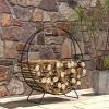 Syemin Firewood Racks and Carriers 40" Waterproof Firewood Log Rack Heavy Duty Wood Storage Hoop Logs Stacker Stand, Black, 40.2"*15"*43.3" - 2 of 4