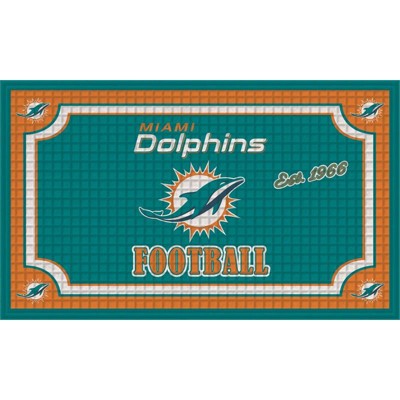 Evergreen Team Sports America NFL Miami Dolphins Embossed Outdoor-Safe Mat - 30" W x 18" H Durable Non Slip Floormat for Football Fans