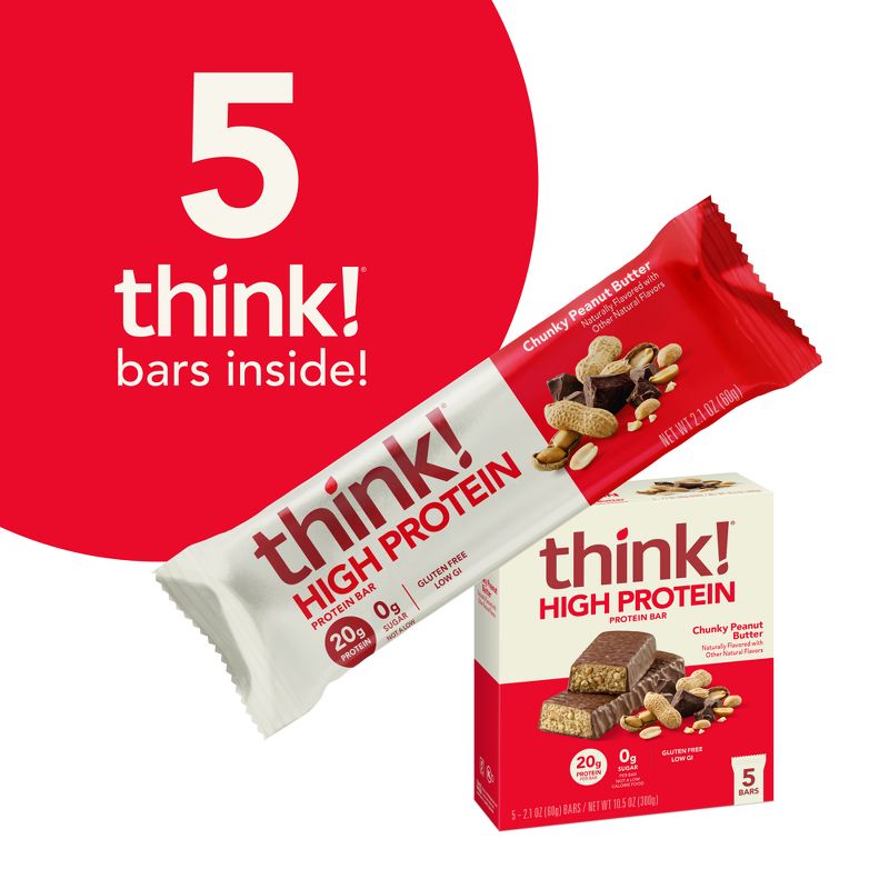 think! High Protein Chunky Peanut Butter Bars - 5ct, 6 of 12