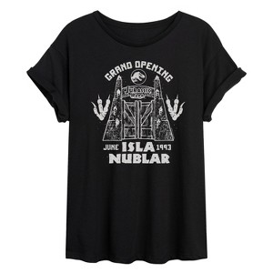 Women's - Jurassic Park - Isla Nublar Grand Opening Oversized Graphic T-Shirt - 1 of 4