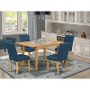 Rectangle Dinette Set 5Pc Table & 4 Chairs - Oasis PU Leather, Oak Legs, Extendable Leaf - 2 of 4