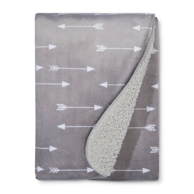 Plush Velboa Baby Blanket Arrows - Cloud Island™ Gray