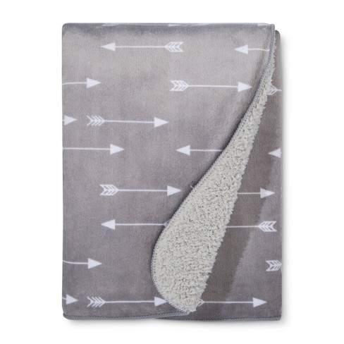 Plush Velboa Baby Blanket Arrows - Cloud Island™ Gray : Target