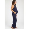 Pinkblush Navy Blue Slub Knit Maternity Pants Set - 2 of 4