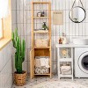 Artloge 55 Inch Tall Bamboo Shelf Freestanding Storage Cabinet Bathroom Storage Organizer Toilet Corner Rack with 4 Shelve & 3 Hooks - 2 of 4