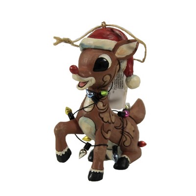 Jim Shore 4.25" Rudolph Wrapped In Lights Ornament  -  Tree Ornaments