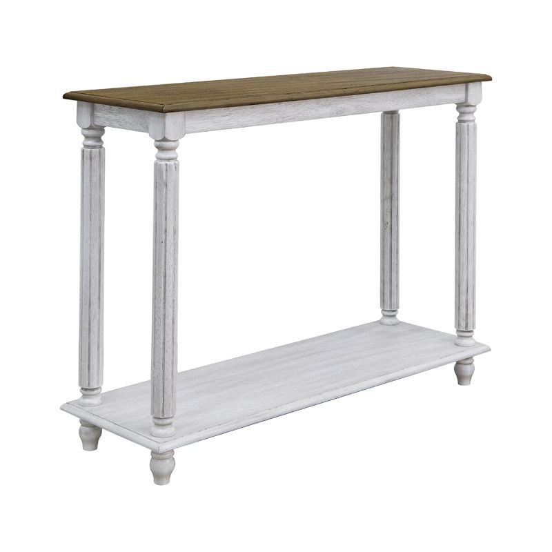 Galano Moshiem 35.4 in. Spray Paint White with Oak Rectangular Solid Wood Console Table, 4 of 11