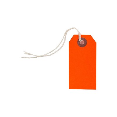 JAM Paper Gift Tags with String Small 3 1/4 x 1 5/8 Neon Red 10/Pack 91931043