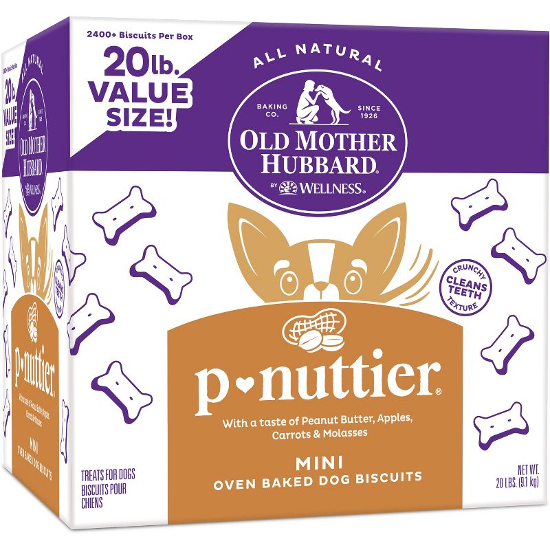 Old Mother Hubbard by Wellness Classic Crunchy P-Nuttier Biscuits Mini Oven Baked with Carrot, Apple and Chicken Flavor Dog Treats, 1 of 11