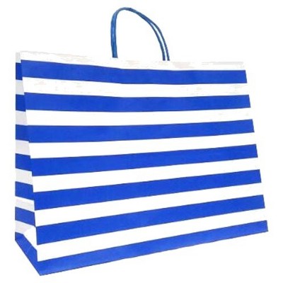 blue and white striped bag