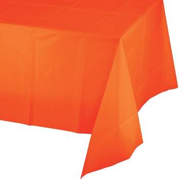 Creative Converting 54"W x 108"L Sunkissed Orange Plastic Tablecloths 3 Count (DTC01192TC)