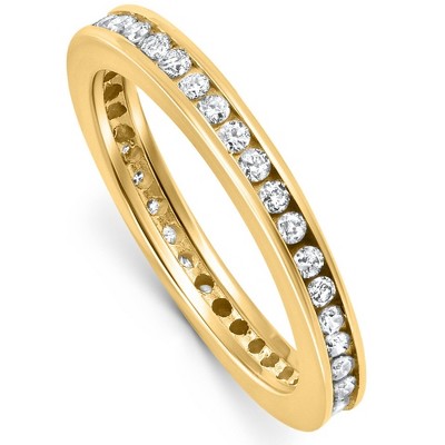 Pompeii3 1/2Ct TW Channel Set Lab Created Diamond Eternity Wedding Stackable Ring 14k Gold