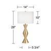 360 Lighting Elka 28" Tall Mid Century Modern Glam Table Lamps Set of 2 Gold Brass Finish Metal Living Room Bedroom Bedside Nightstand White Shade - 4 of 4