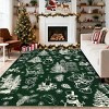 Christmas Area Rug, Tree Snowman Reindeer Print, Washable, Non-Slip, Holiday Indoor Living Room - 3 of 4