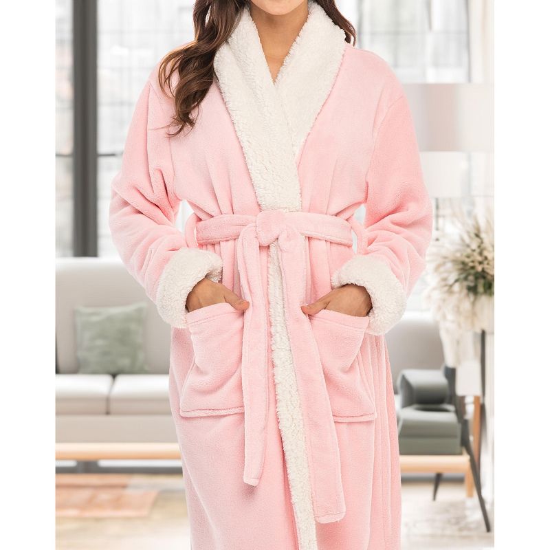 ADR Women's Plush Fleece Bathrobe for Winter, Warm Cozy Bath Robe, 6 of 8