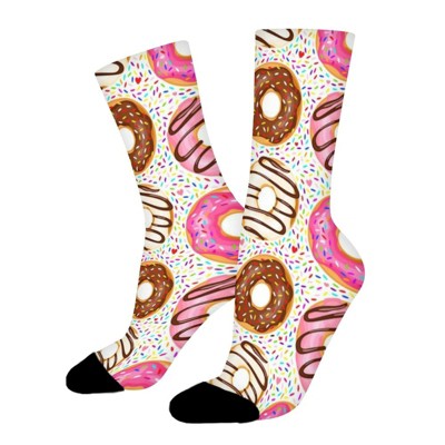 Sweet Donuts Women Printed Crew Socks Funny Funky Socks Soft Polyester Novelty Gifts for Artists Men