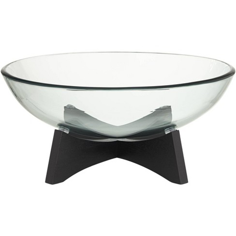 Studio 55d Tristan Black Wood And Clear Glass Round Decorative ...