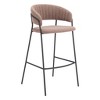 HomeRoots Set of Two 30" Brown and Black Shearling and Steel Low Back Bar Height Bar Chairs - 4 of 4
