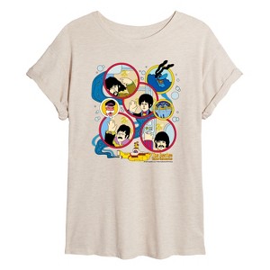 Women's - The Beatles - Yellow Sub Grid Oversized Graphic T-Shirt - 1 of 4