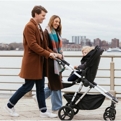Black Leather All-Terrain Single Bassinet Stroller