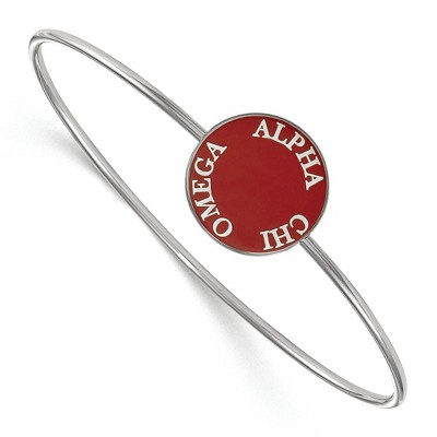 Black Bow Jewelry Sterling Silver Alpha Chi Omega Greek Life Bangle Bracelet 8 Inch