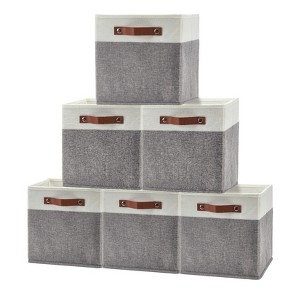 6-Piece Linen Storage Cube Set, 33x33x33 cm, Removable Base, Easy