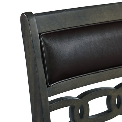 Gray Counter Height Dining Set with Faux Leather Upholstered Chairs