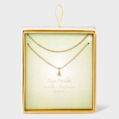 14K Gold Dipped Genuine Stone Pendant Necklace - A New Day™