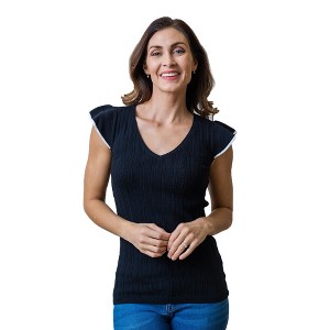 Hope & Henry Womens' Flutter Sleeve Sweater Top - 1 of 4