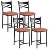 Set of 4 Counter Height Bar Stools with Back, Upholstered Faux Leather Bar Chairs with Thick Cushion and Footrest - 3 of 4