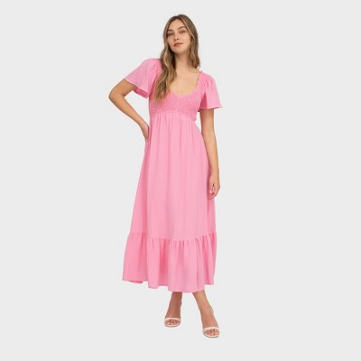 August Sky Women's Smocked Empire Waist Midi Dress